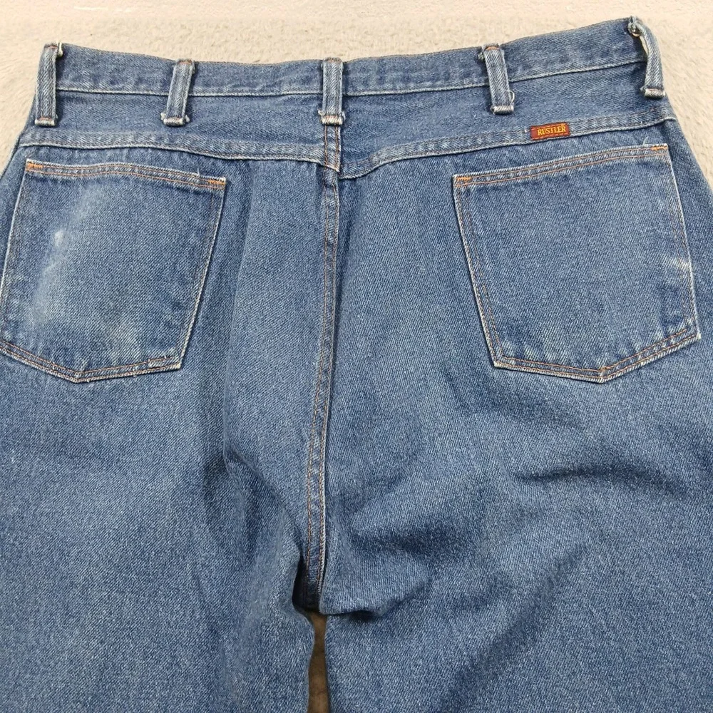 Wrangler Vintage 90s Made in USA Cut-Off Frayed Hem‎ Denim Jeans 38 Blue